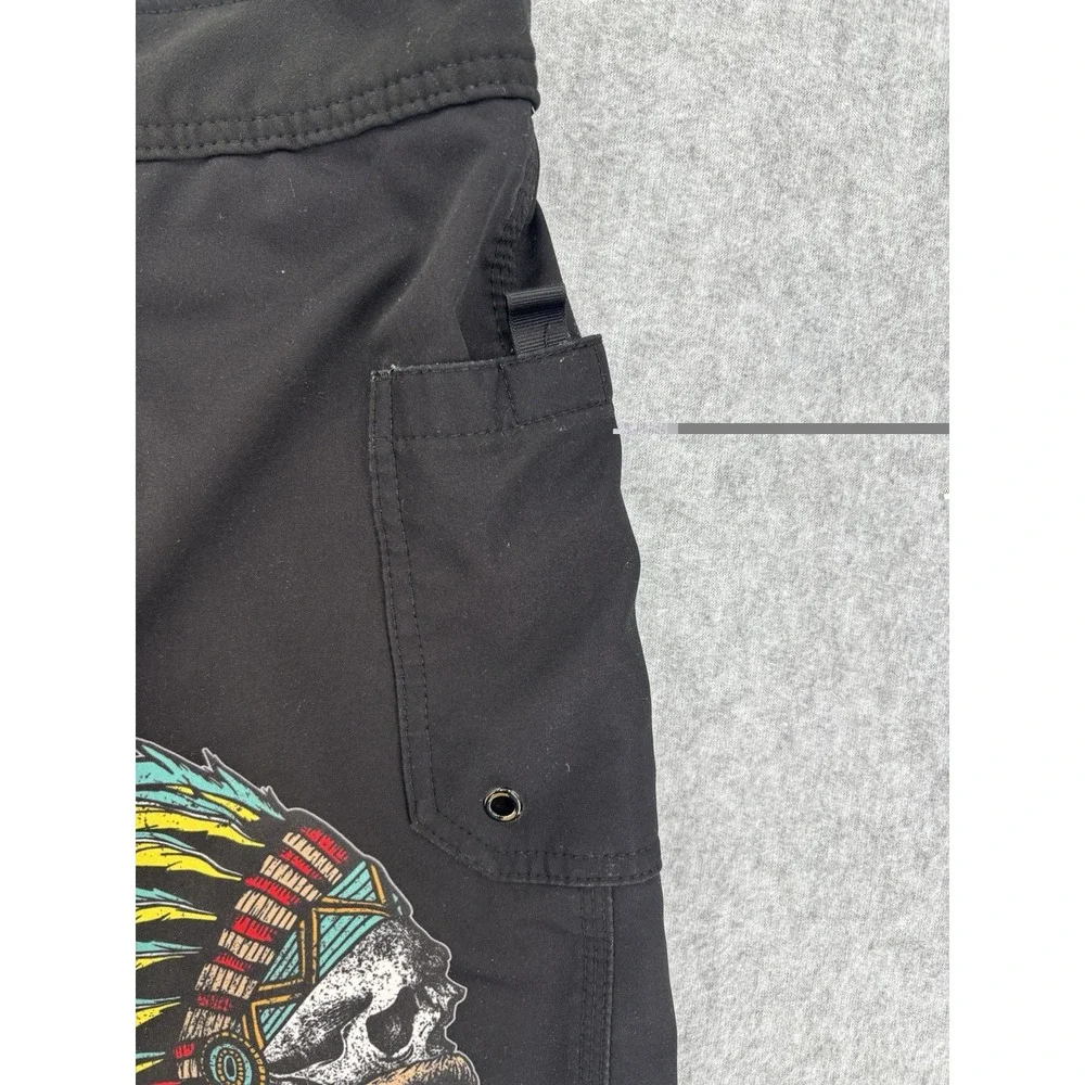 Rogue American Board Shorts Mens Black Skull Headdress Made USA 32 Waist